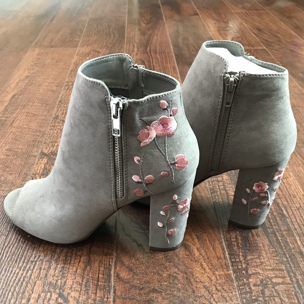 Candie’s Floral Peep Toe Ankle Boots